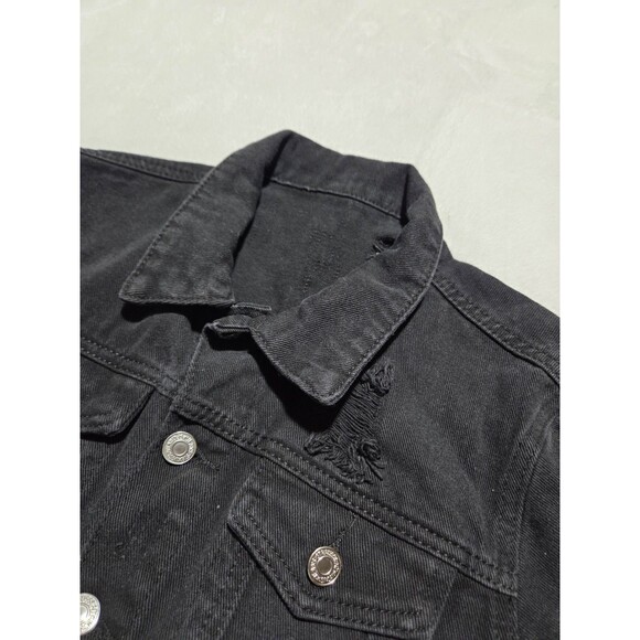 Levi’s Womens Medium Black Trucker Cropped Denim Jacket Fitted with Stretch - Picture 6 of 10